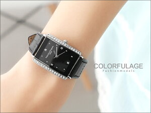 范倫鐵諾Valentino手錶 經典方形水鑽真皮腕錶 氣質女孩名媛 柒彩年代【NE211】原廠公司貨