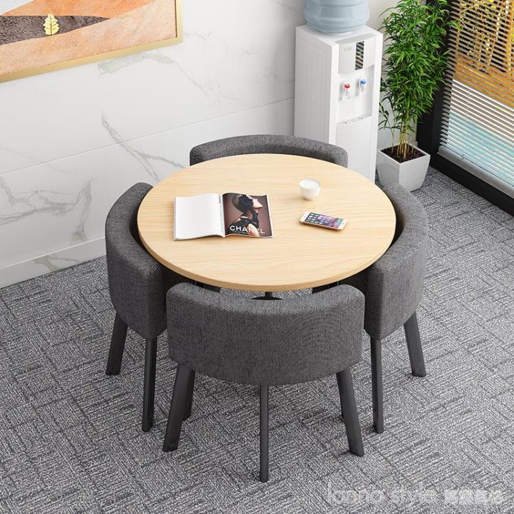 可收納省空間折疊餐桌家用小戶型飯桌商店面洽談桌椅組合接待圓桌