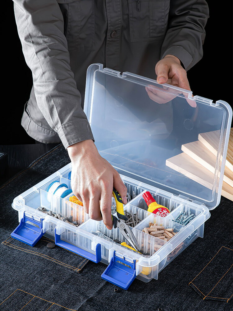 進口多格零件盒電子元件透明塑料收納盒小螺絲配件工具分類子