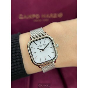 CampoMarzio手錶,編號CMW0018,26mm銀方形精鋼錶殼,白色中三針顯示錶面,銀色米蘭錶帶款,方糖錶,實在是太好看了