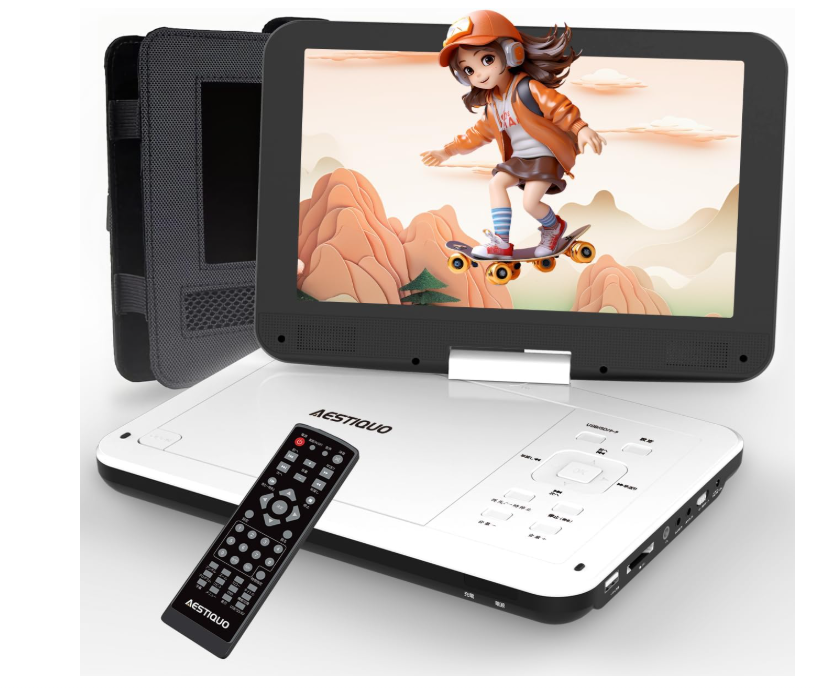 AESTIQUO 攜帶式DVD播放機 10.5英吋 ‎PD101 附車用支架 5小時連續播放 無區域 支援CPRM恢復功能 270度旋轉 日本代購