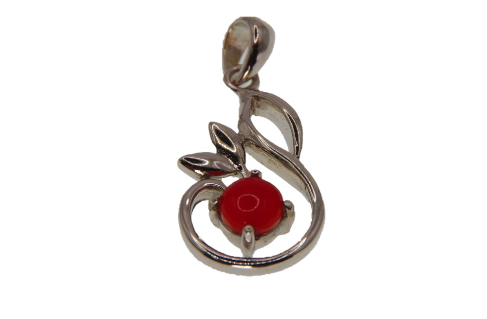 璀麗珠寶 日本赤血紅珊瑚半圓天鵝項鍊 墜子 925純銀 2