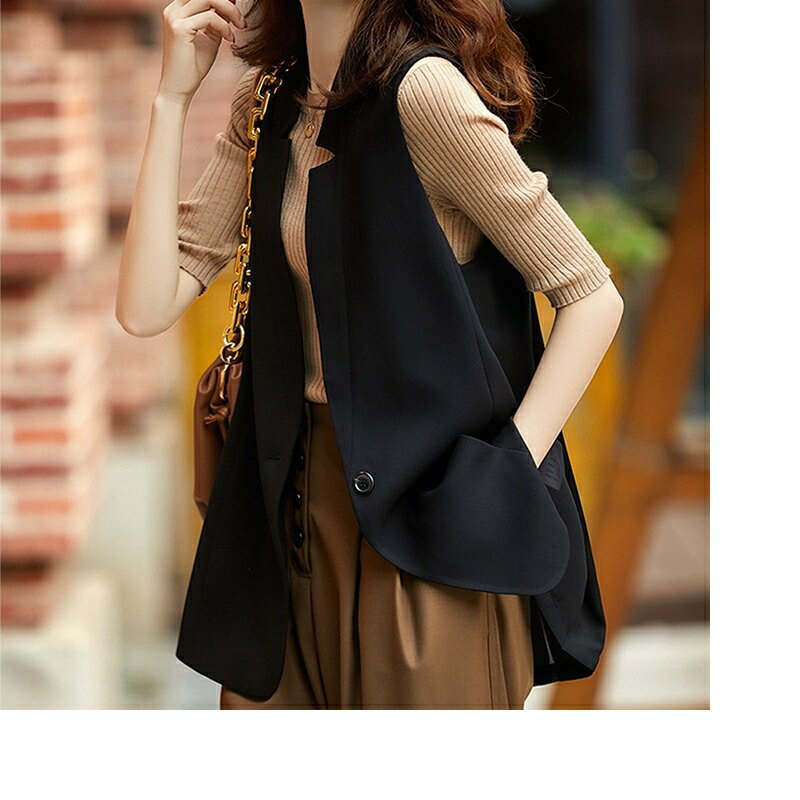 現貨+預購 西裝背心無袖西服-冰絲雪紡韓版坎肩女馬甲外套74jy6【獨家進口】【米蘭精品】