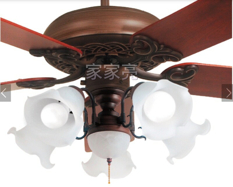 楓光吊扇 52吋 南法鄉村 焦茶黑 吊扇 搭載五燈燈具組 E27燈泡另計 適用坪數6-8坪 可加購遙控器 (A Light) 1