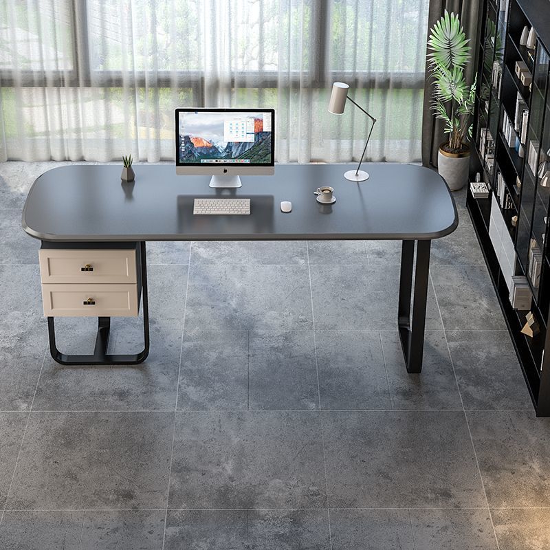【免運】可開發票 輕奢書桌現代北歐創意寫字桌家用臺式電腦桌書房桌實木黑色辦公桌