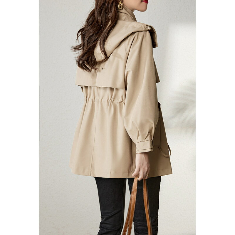 【巴黎精品】現貨+預購 風衣外套防風大衣-秋裝抽繩連帽女外套a1di70