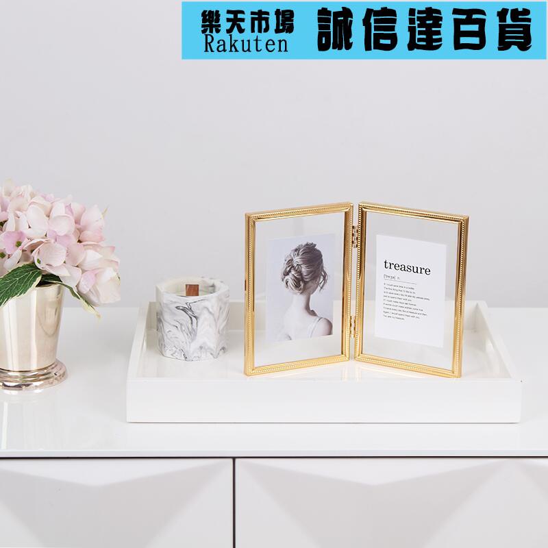 相框 歐式擺臺相框摺疊連身雙面透明6寸7寸8寸10寸金屬照片框玻璃擺件