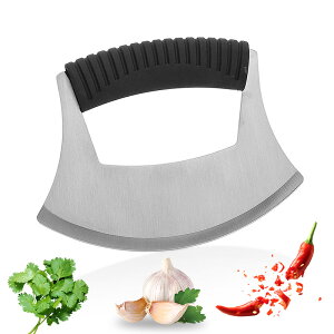 半圓不銹鋼蔬菜香草切刀廚房切碎器蔬菜沙拉香草切刀披薩刀防切手