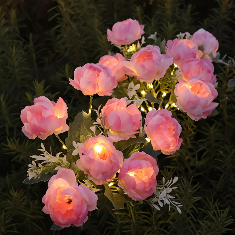 2pcs Solar Powered Peony Flower Light 7 Head Fancy Lights