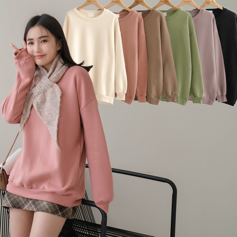 ★限時下殺$339★MIUSTAR 正韓-大學T磨毛羅紋滾邊上衣(共6色)0207 預購【NJ2873RE】