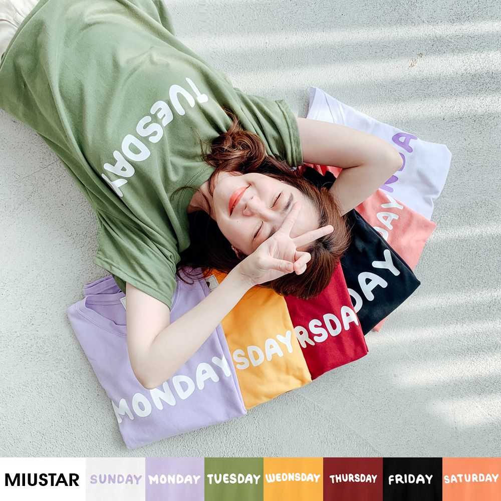 ★限時下殺$212★MIUSTAR 正韓-一星期七天英文膠印棉質上衣(共7色)0125 預購【NL0195RE】