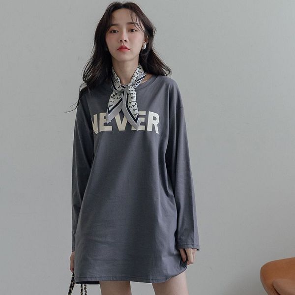 ★限時下殺$350★MIUSTAR正韓．棉質NEVER圖案長袖上衣(共2色)0912預購【NL5823RE】 2