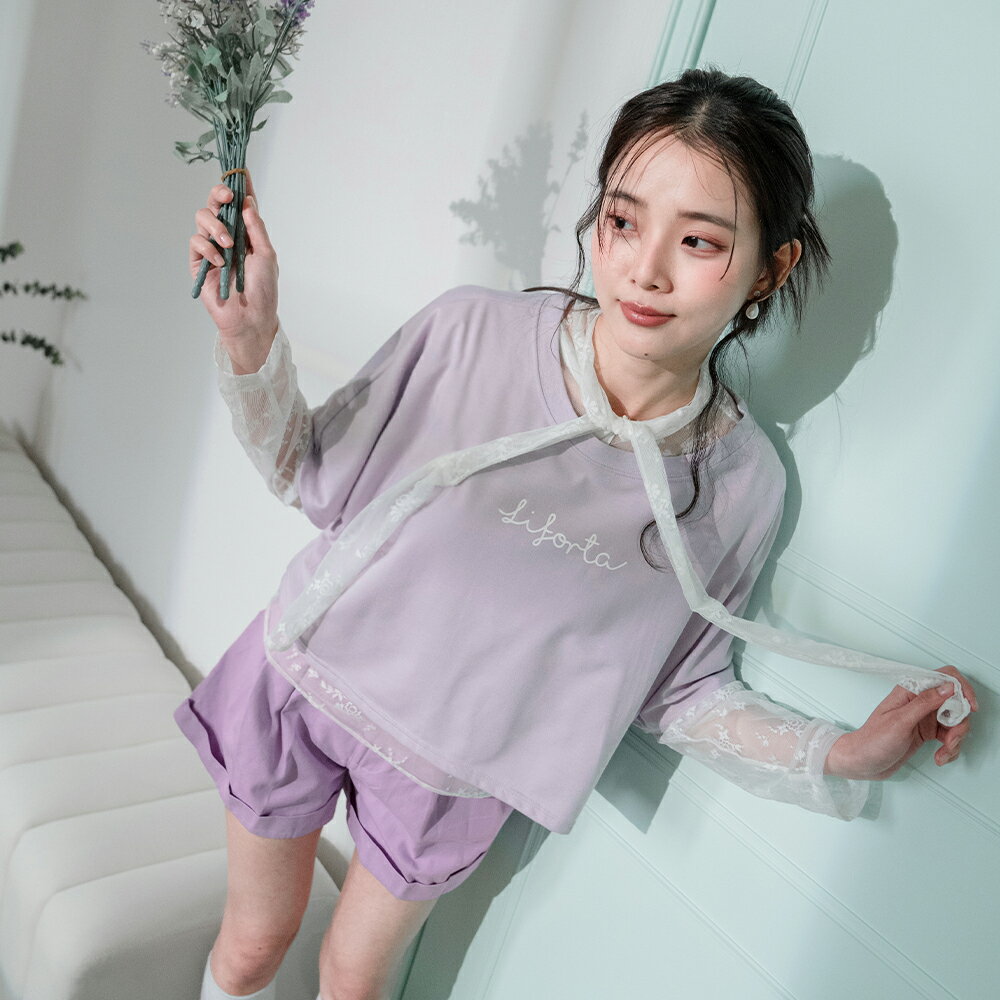 ★限時下殺$280★MIUSTAR草寫字母印花連袖短版上衣(共3色)0225預購【NR0108RE】