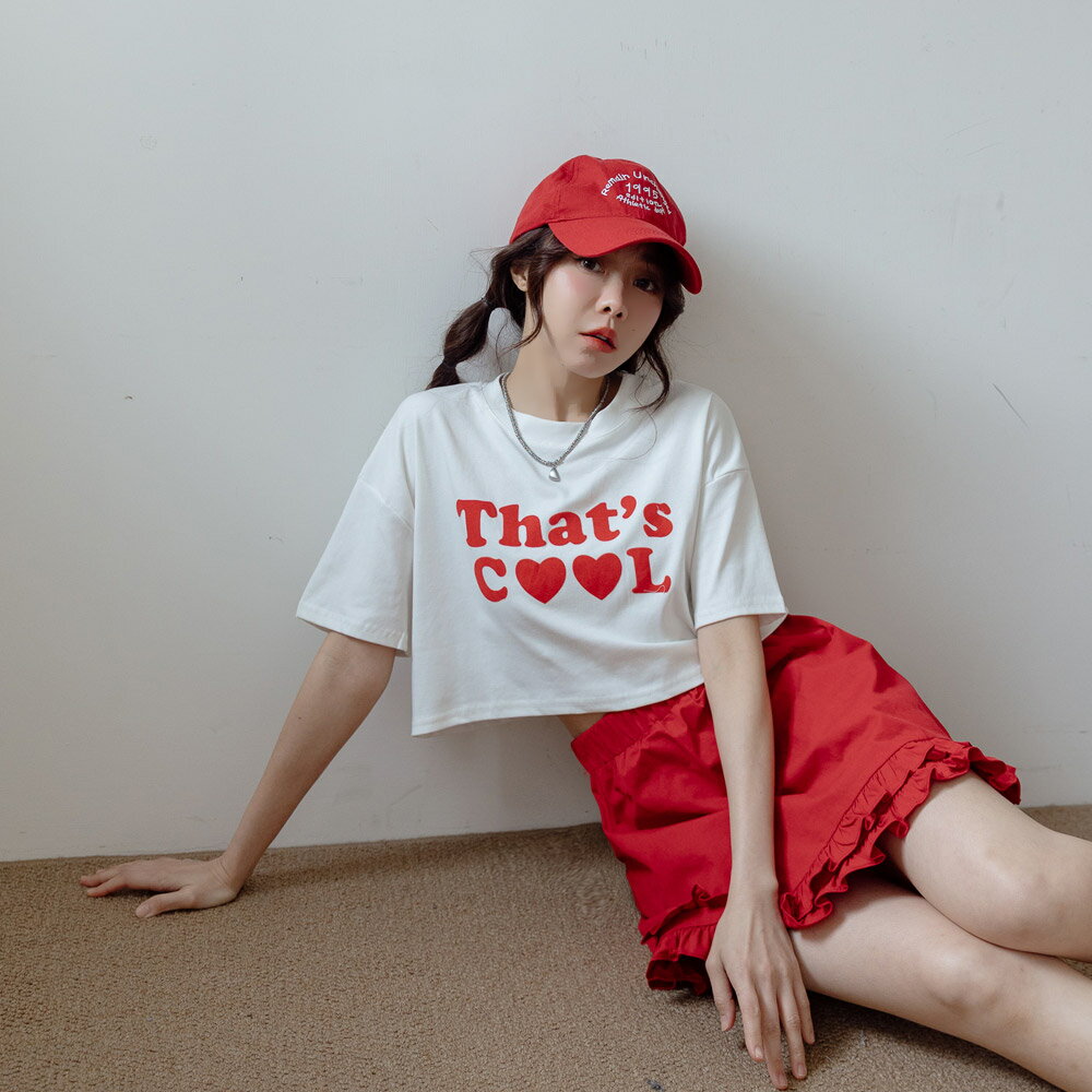 ★限時下殺$299★MIUSTAR圓領配色英文字母愛心短版上衣(共3色)0603預購【NR1316】