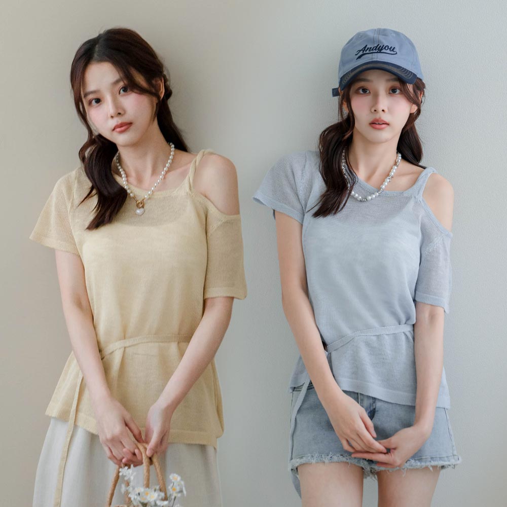 ★限時下殺$499★MIUSTAR附綁帶!單肩帶鉤織上衣(共3色)0715預購【NR1561】