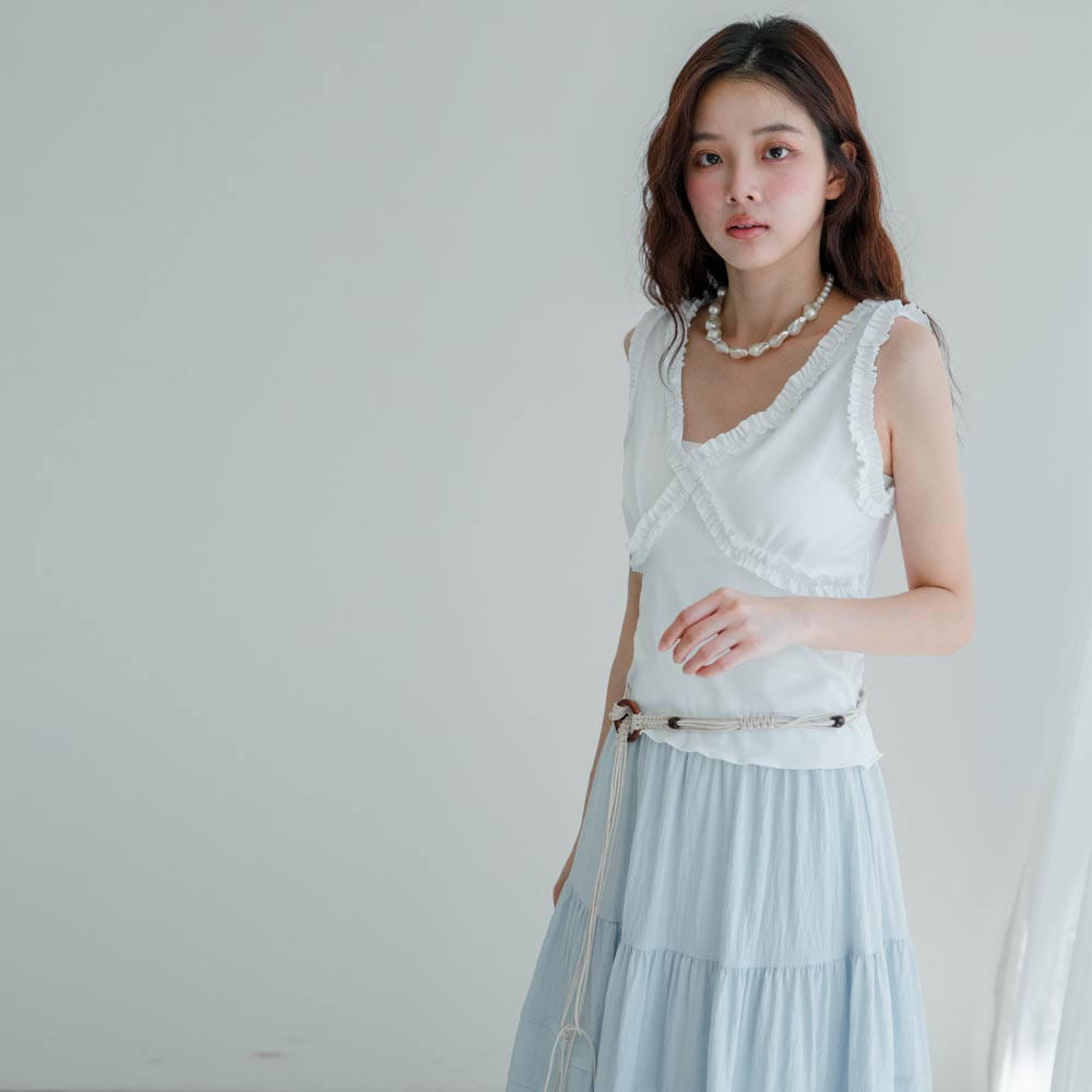 ★限時下殺$399★MIUSTAR歐美風新款花邊拼接V領背心(共2色)0715預購【NR1627】