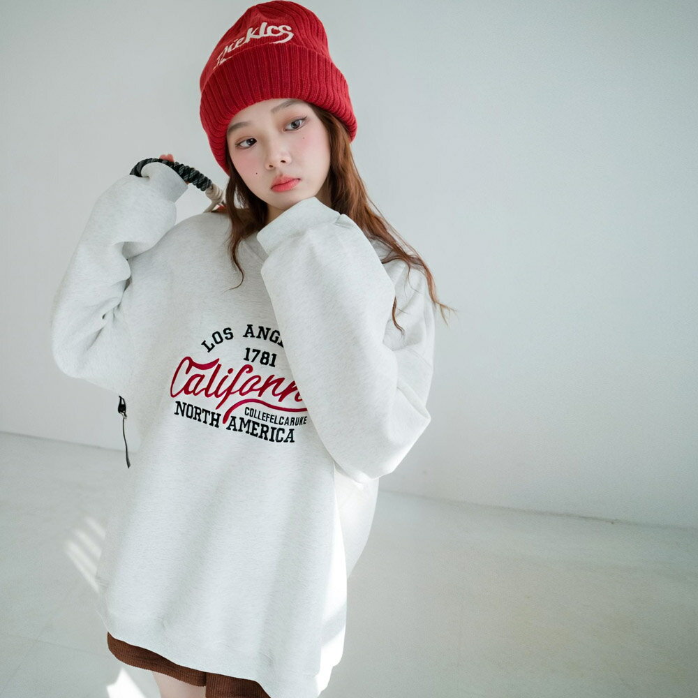 ★限時下殺$590★MIUSTAR圓領英字刺繡休閒大學上衣(共2色)1021預購【NR2162】