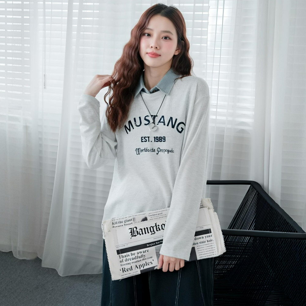 ★限時下殺$490★MIUSTAR圓領英文數字休閒上衣(共2色)1028預購【NR2172】