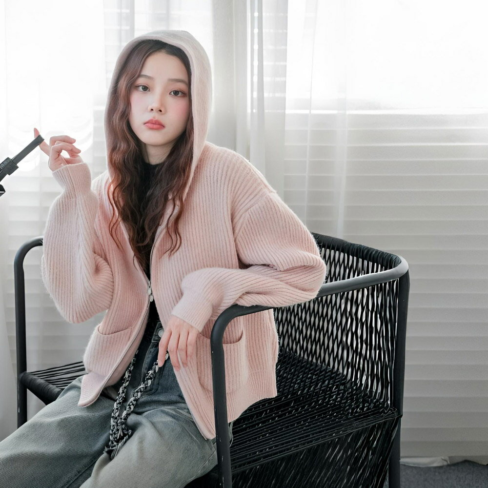 ★限時下殺$690★MIUSTAR連帽坑條雙頭拉鍊口袋針織外套(共3色)1028預購【NR2185】