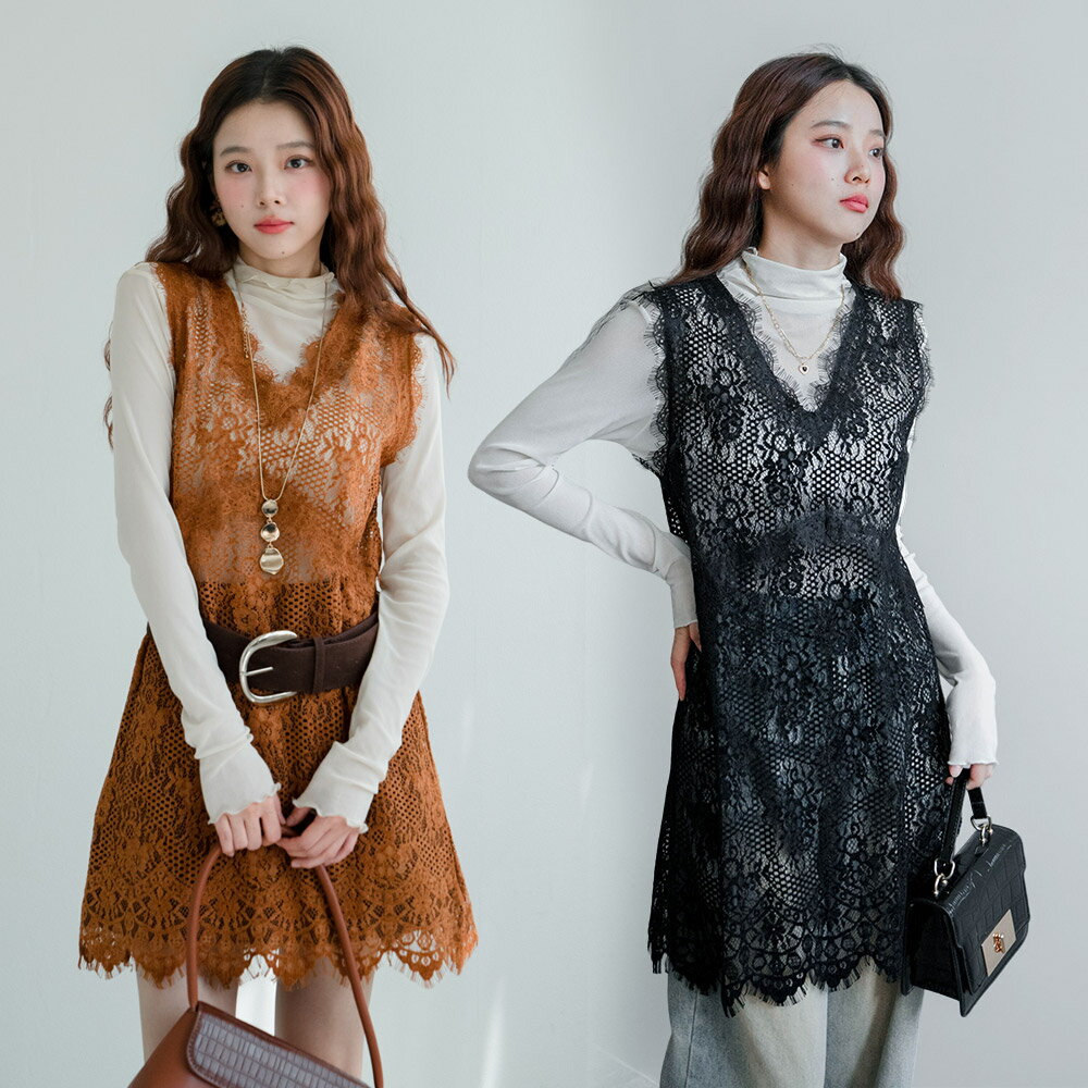 ★限時下殺$590★MIUSTARV領睫毛蕾絲簍空磨毛蕾絲背心(共3色)1021預購【NR2186】