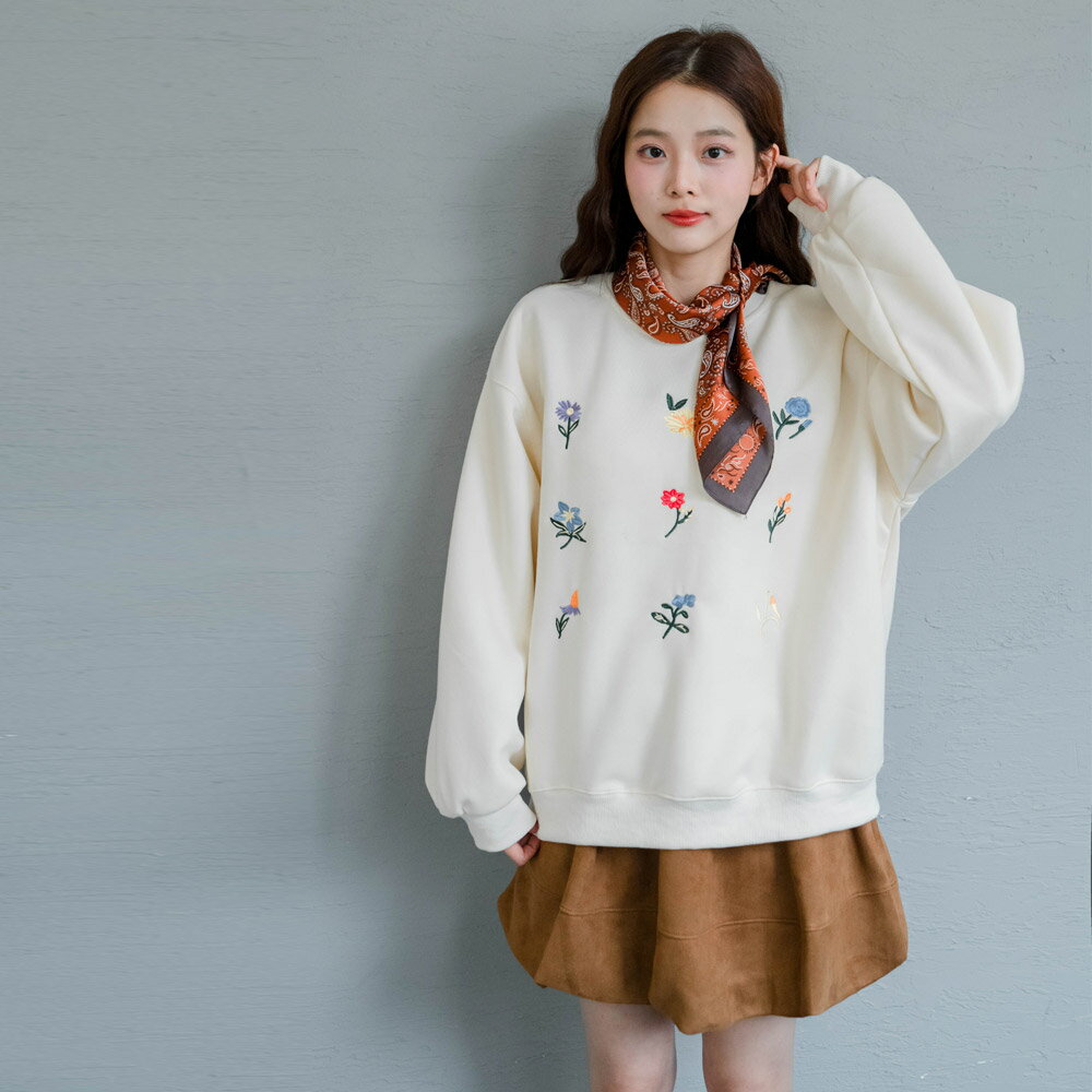 ★限時下殺$490★MIUSTAR圓領刺繡彩色花朵上衣(共2色)1104預購【NR2280】