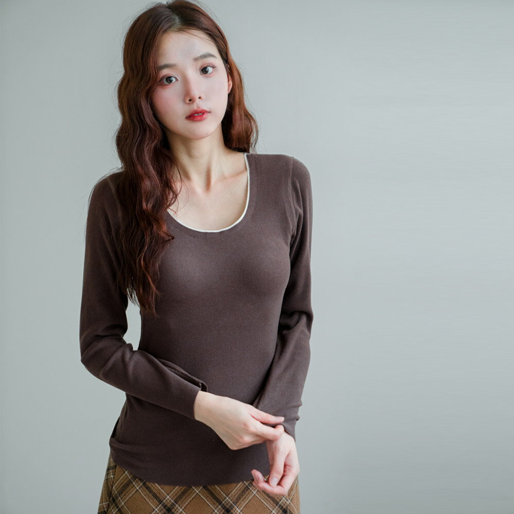 ★限時下殺$390★MIUSTARU領撞色罩杯固定磨毛保暖打底上衣(共3色)1111預購【NR2360】