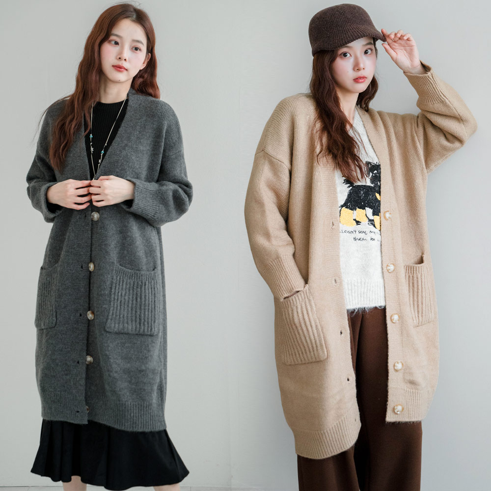 ★限時下殺$690★MIUSTAR大V領排釦口袋針織長版開襟外套(共6色)1118預購【NR2371RZ】