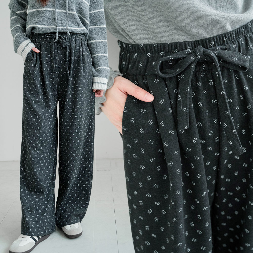 ★限時下殺$390★MIUSTAR鬆緊腰抽繩小花口袋長褲(共2色)1118預購【NR2451】