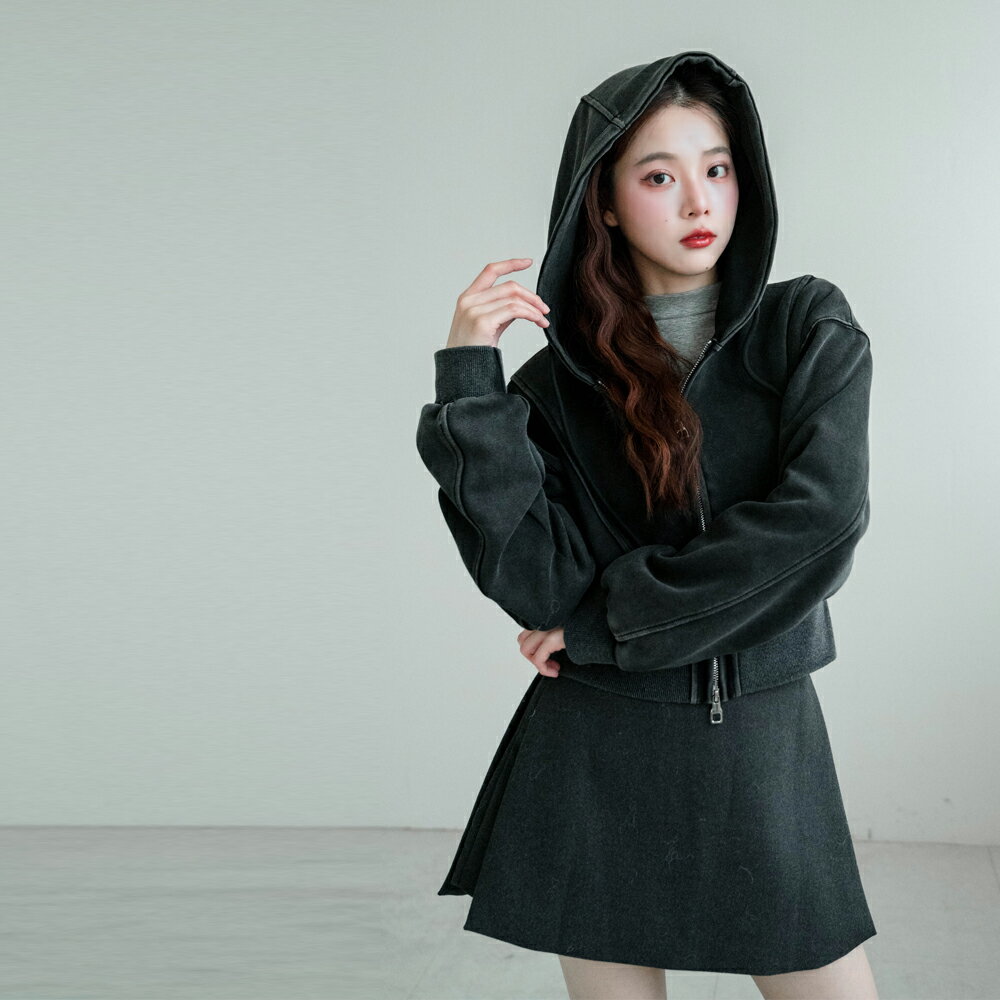 ★限時下殺$690★MIUSTAR連帽雙向拉鍊鬆緊寬下擺水洗棉外套(共1色)1202預購【NR2460】