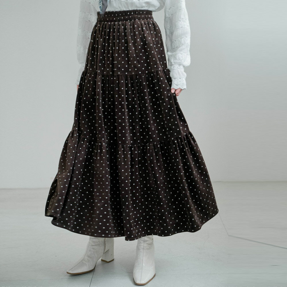 ★限時下殺$390★MIUSTAR金絲絨波點蛋糕長裙(共2色)1202預購【NR2469】