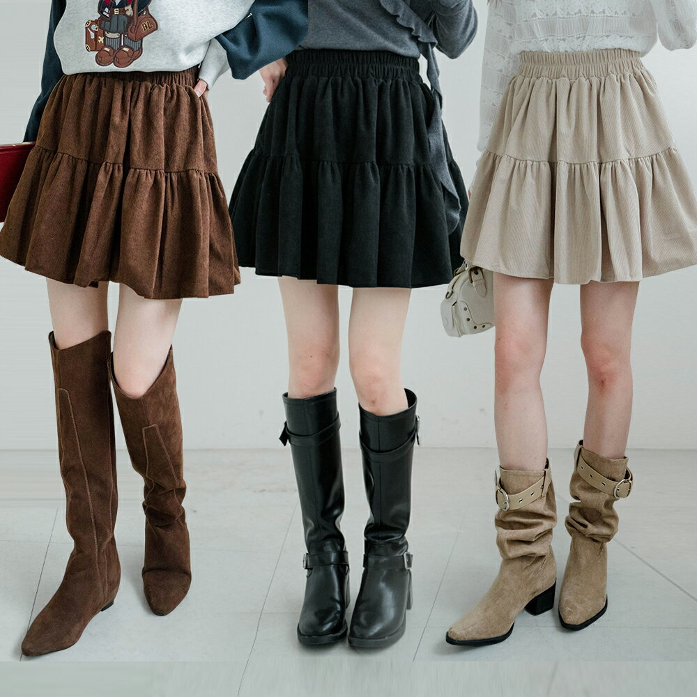 ★限時下殺$390★MIUSTAR燈芯絨鬆緊腰蛋糕褲裙(共3色)1202預購【NR2487】