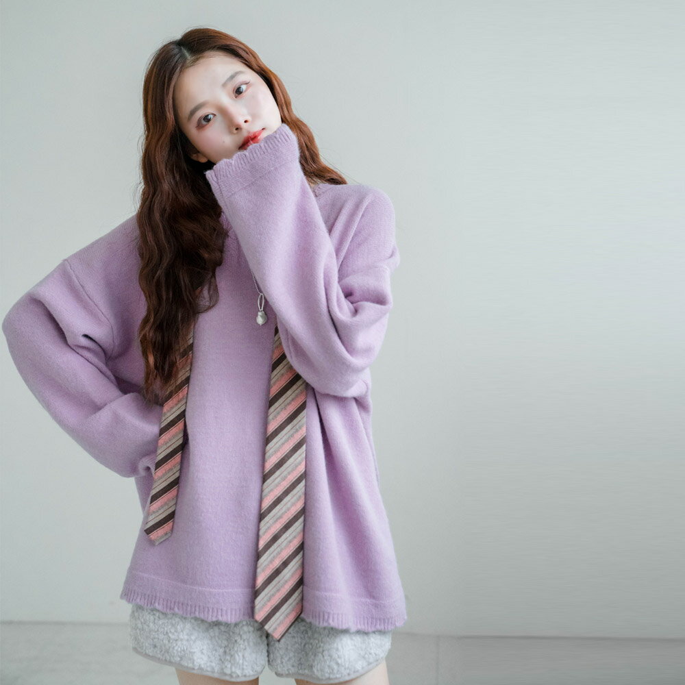 ★限時下殺$590★MIUSTAR圓花邊領素色寬鬆毛衣(共3色)1209預購【NR2567】