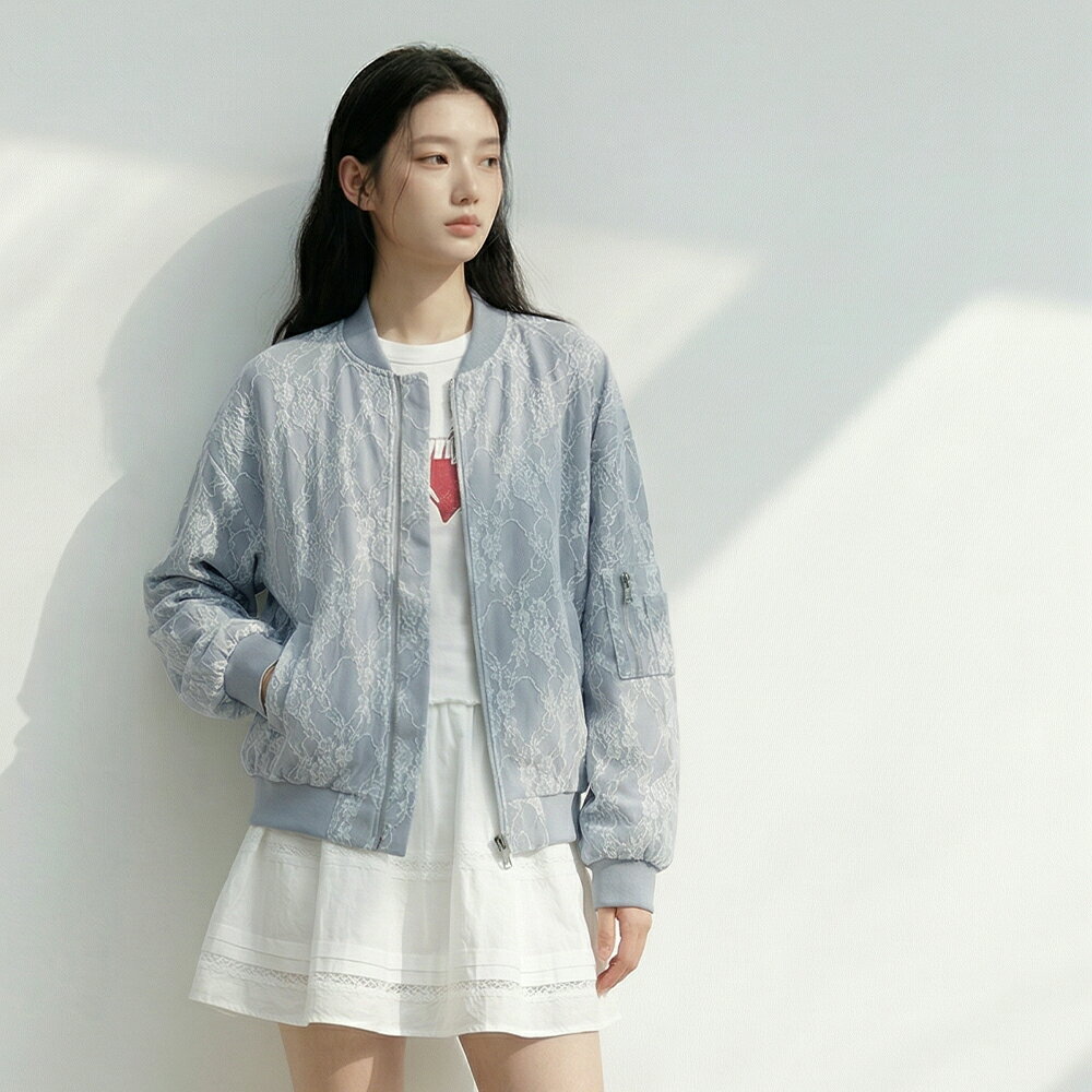★限時下殺$990★MIUSTAR 立體花朵蕾絲拉鍊口袋外套(共1色)0414預購【NS0156】