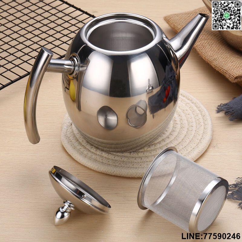 【歡樂購】【現貨免運】加厚不銹鋼飯店茶壺電磁爐燒水壺泡茶壺玲瓏壺熱酒壺大容量咖啡壺
