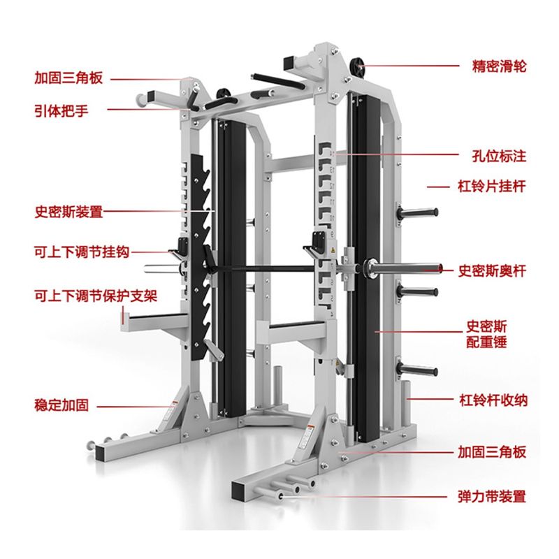 商用自由深蹲架半框臥推史密斯多功能家用龍門架一體組合加厚器械