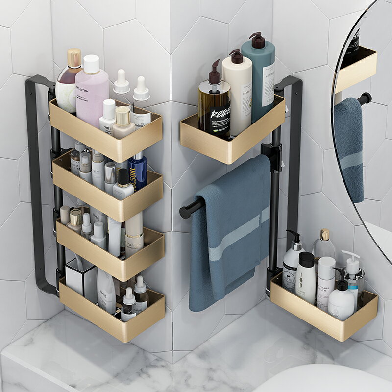 衛生間 洗手臺 置物架 免打孔 墻上 壁掛式 洗臉浴室 用品旋轉角 收納
