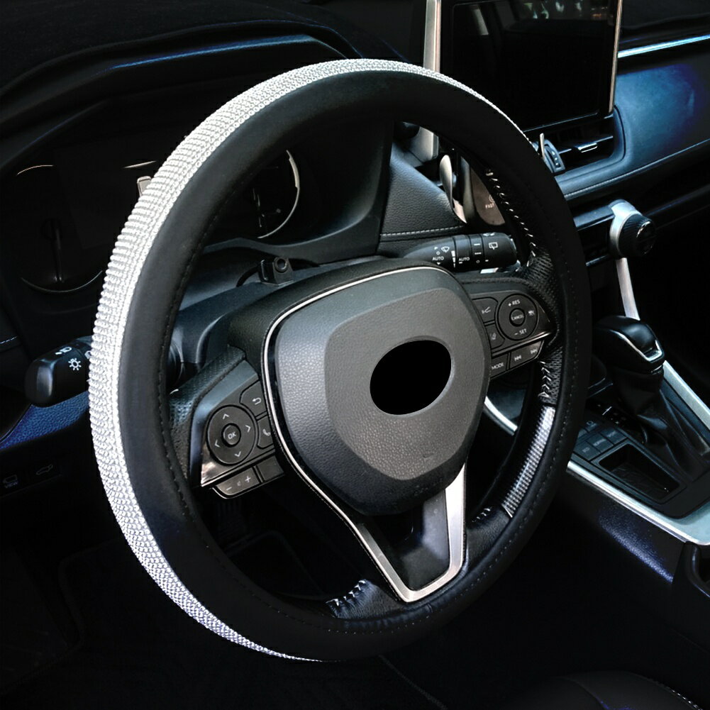 女神專用鑲鑽皮革方向盤套 水晶萊茵石 適用於15英吋(約 38.1 公分) Carster 嚴選車用品 4