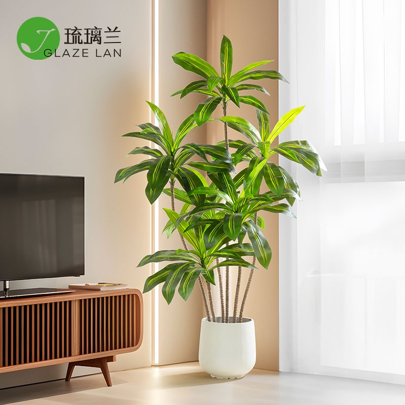 免運 璃蘭大型模擬綠植巴西鐵盆栽室內客廳電視櫃辦公室落地擺件裝飾328L 快速出貨