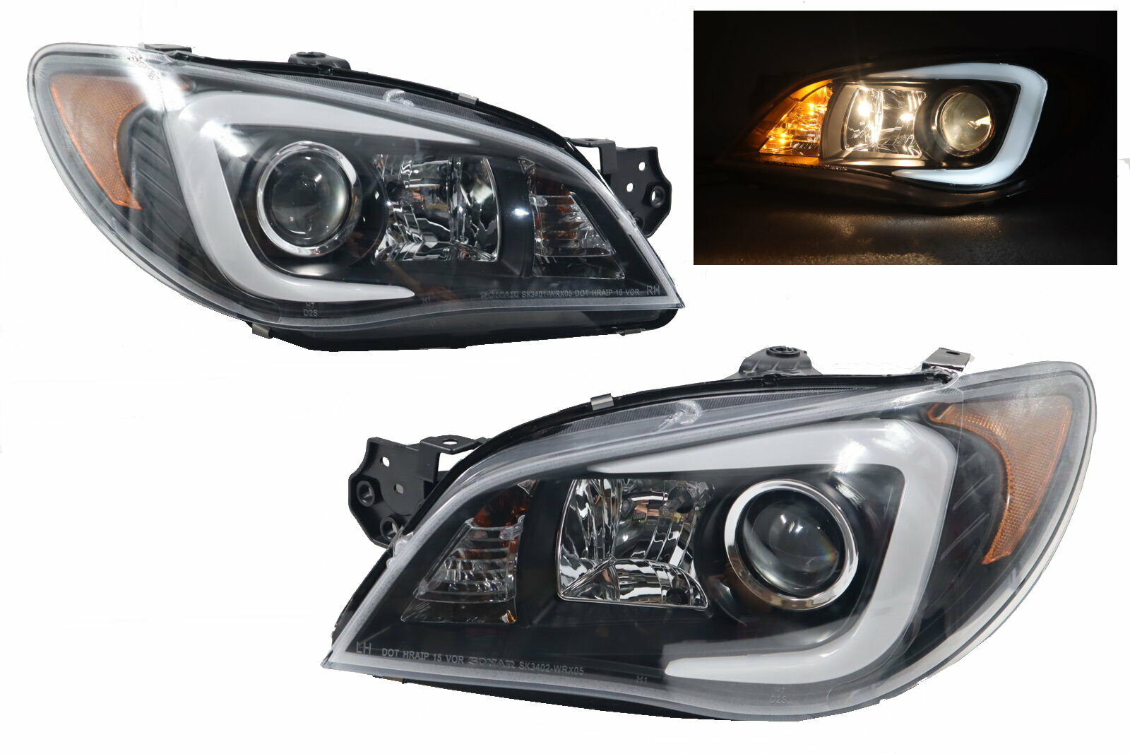 大禾自動車 光柱 黑底 魚眼大燈 適用 SUBARU 硬皮鯊 IMPREZA WRX 05-07