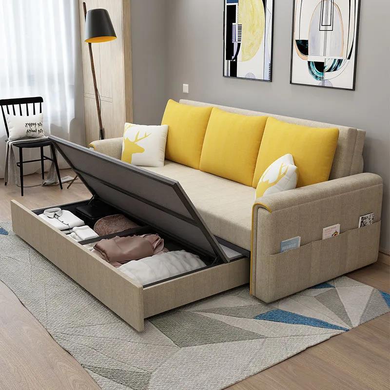 優樂悅~沙發床兩用可折疊客廳新款雙人家用小戶型簡約儲物布藝乳膠多功能