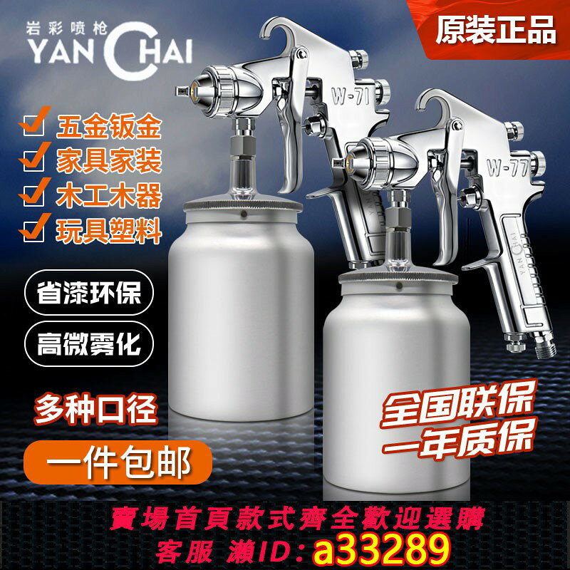 【台灣公司 可開發票】W-71高霧化油漆面漆噴漆槍 W-77底漆汽車鈑金傢俱乳膠氣動漆噴槍