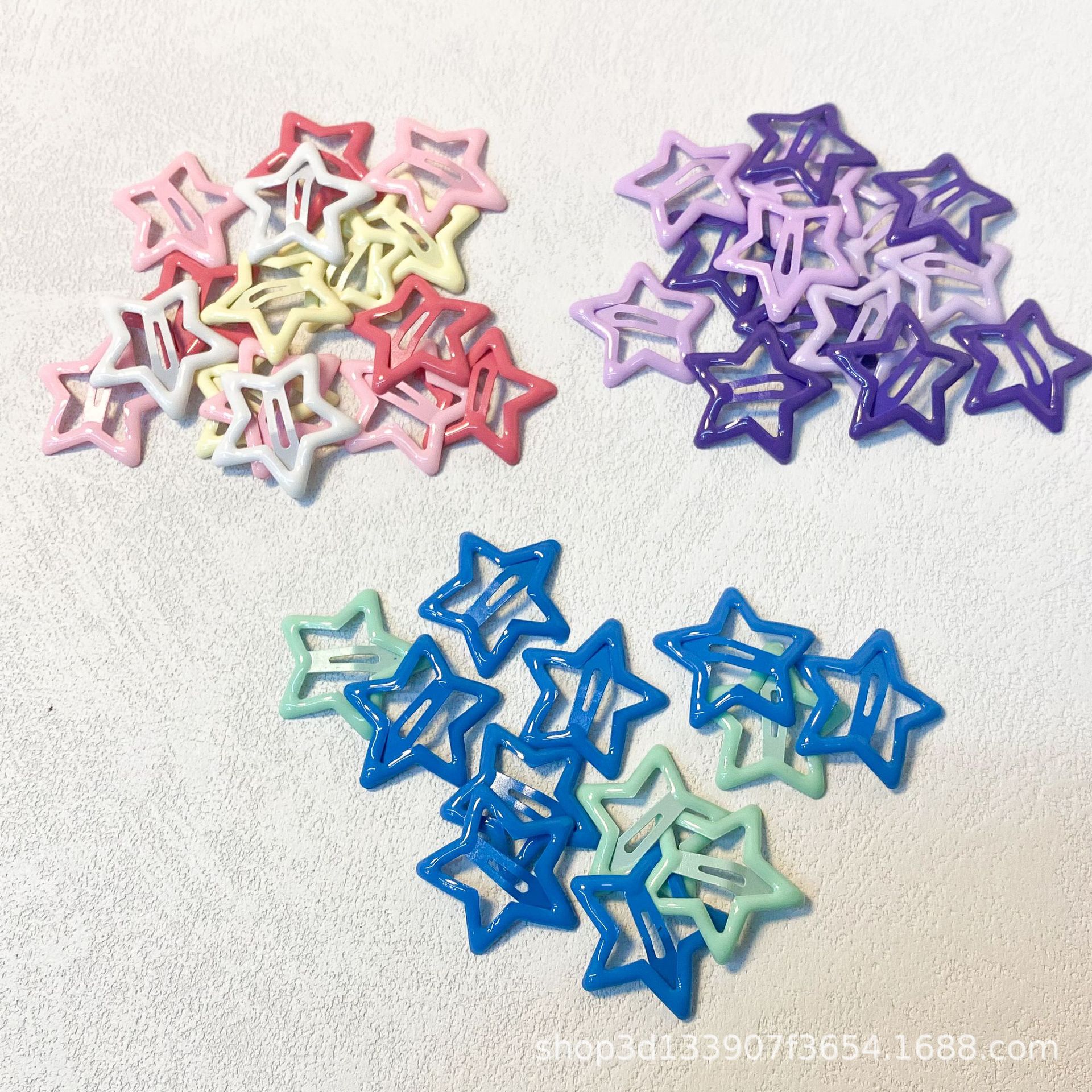 【台灣現貨】時尚配件 髮飾 髮夾 鯊魚夾 大嘴夾 邊夾  多巴胺滴油彩色五角星星髮夾可愛兒童BB夾碎髮夾劉海夾髮飾批發 3