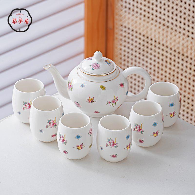 免運 工廠直銷 茶具 茶壺 功夫茶具 茶壺套裝 羊脂玉瓷功夫茶具套裝陶瓷家用白瓷中式握把茶壺茶杯防燙帶過濾網店長推薦/特惠 工廠現貨出 特價出 全館折扣 售後保障 zm5319