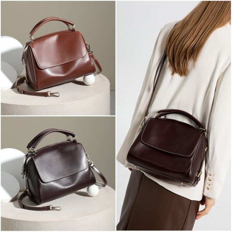 【米蘭精品】現貨+預購 真牛皮側背包手提包真皮革斜背包單肩包托特包隨身包-高級感大容量女包包2色74mk76