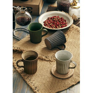 日式復古條紋茶水創意懷舊咖啡杯 純手工粗陶馬克杯 文藝范1入