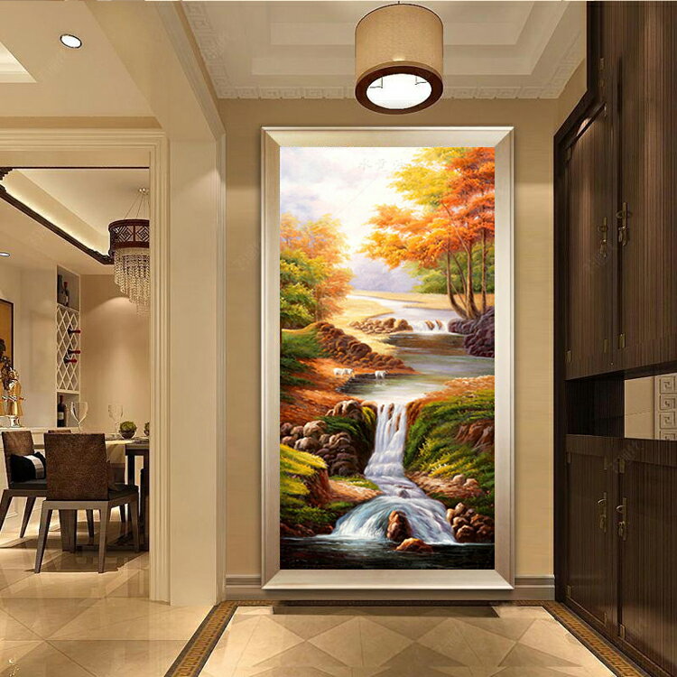 新款現代簡約玄關客廳餐廳臥室背景墻鉆石畫十字繡豎版鉆石繡