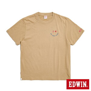 EDWIN 寬版 吉普車印花短袖T恤-男款 淺卡其 #夏日沁涼衣著