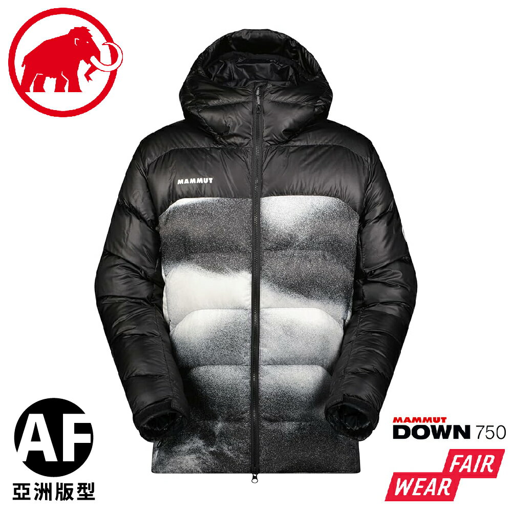 【MAMMUT 長毛象 男 Gravity IN AF 防潑水羽絨連帽外套《黑/白》】1013-03260/保暖外套