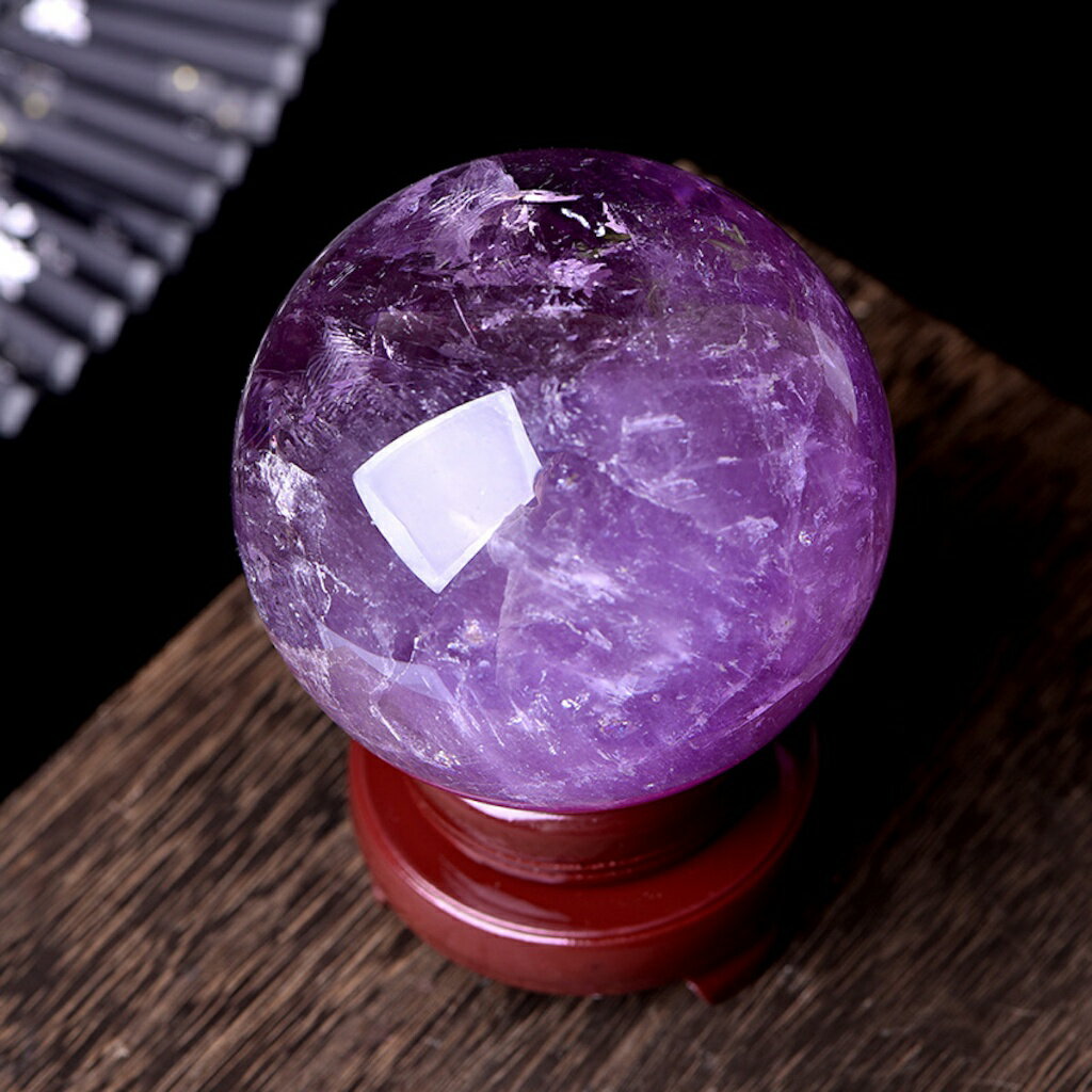 ISONA 7A級冰裂紋烏拉圭天然紫水晶球 擺設展示 送底座 4