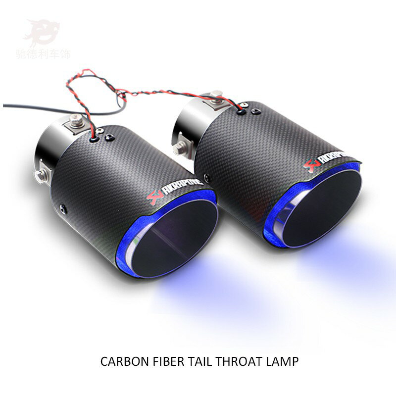 汽車排氣管光 LED尾喉改裝帶燈天蝎碳纖維裝飾噴氣火焰燈通用款